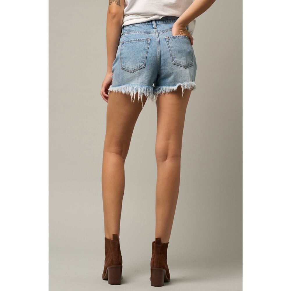 Insane Gene USA Size Large High Rise Crossover Frayed Hem Distressed Mom Shorts - Picture 9 of 9
